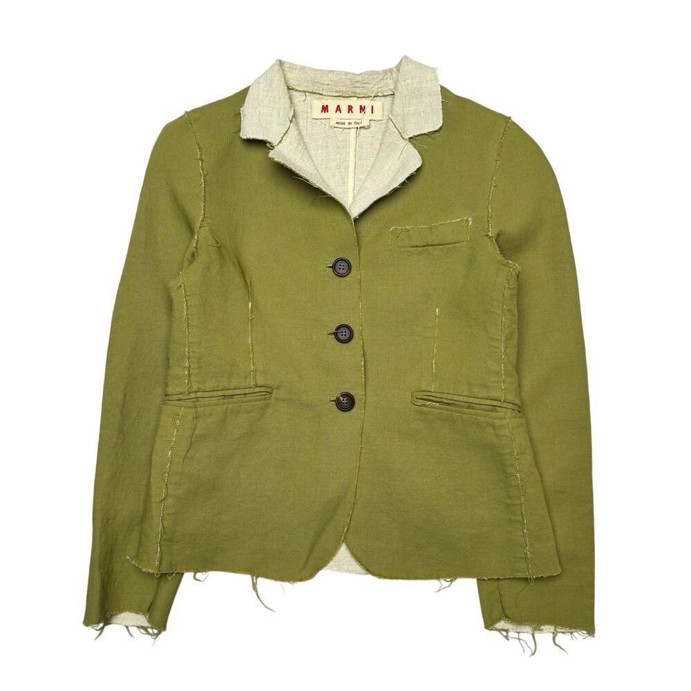 Marni Wool Linen Jacket Women's 38 US 2 Made in Italy Reverse Seam